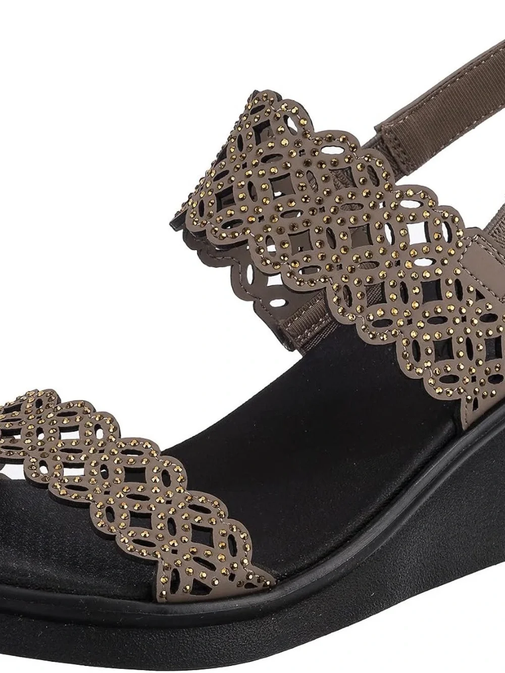 New Taupe Skechers Rumble On Sassy Dayz Wedge slip on sandals